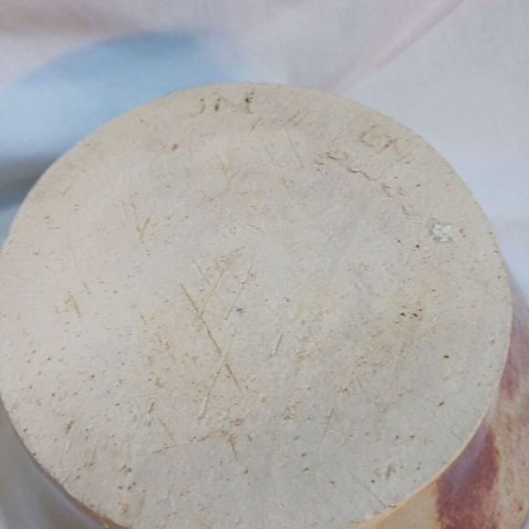 Handmade Art Pottery Serving Bowl 8" Green Blue Brown - Picture 6 of 7